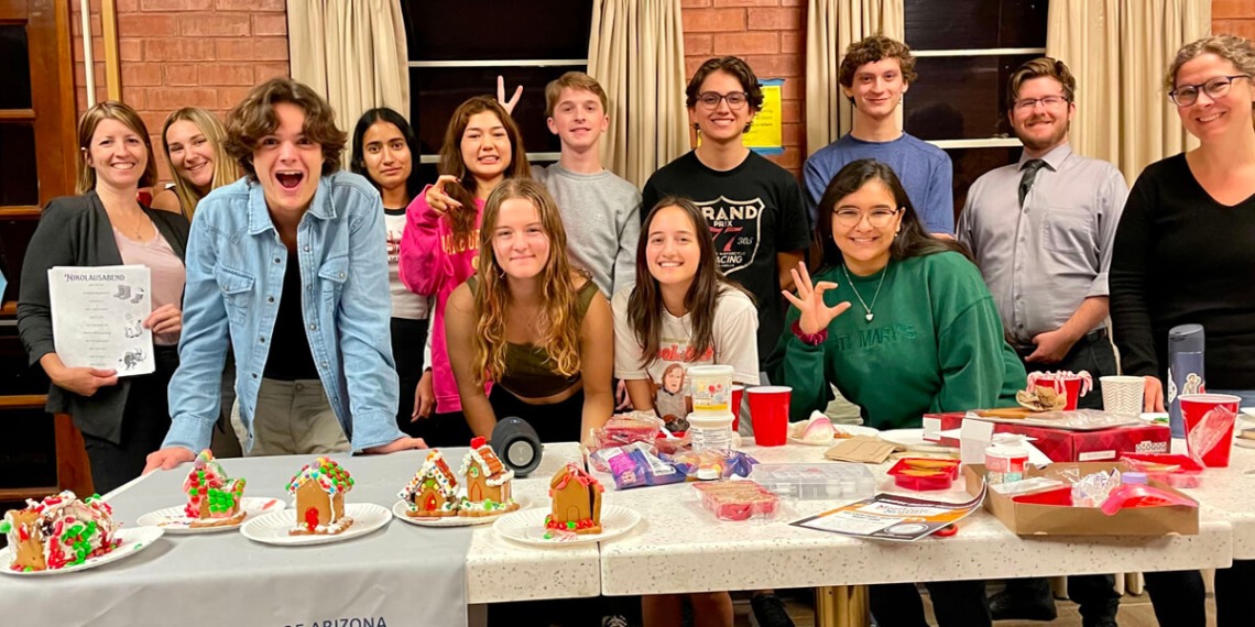 Group of students at a dorm activity